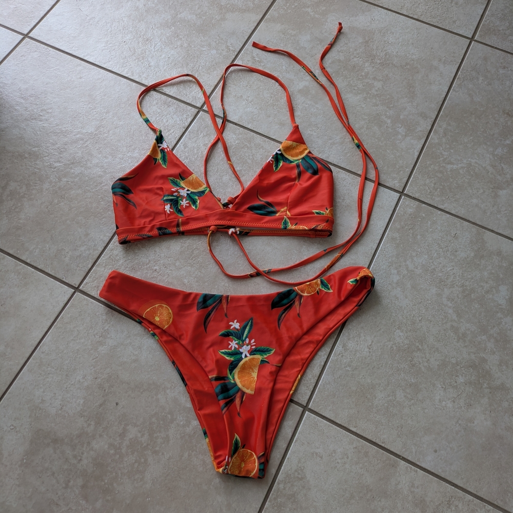 Zaful Orange Bikini with Citrus Print